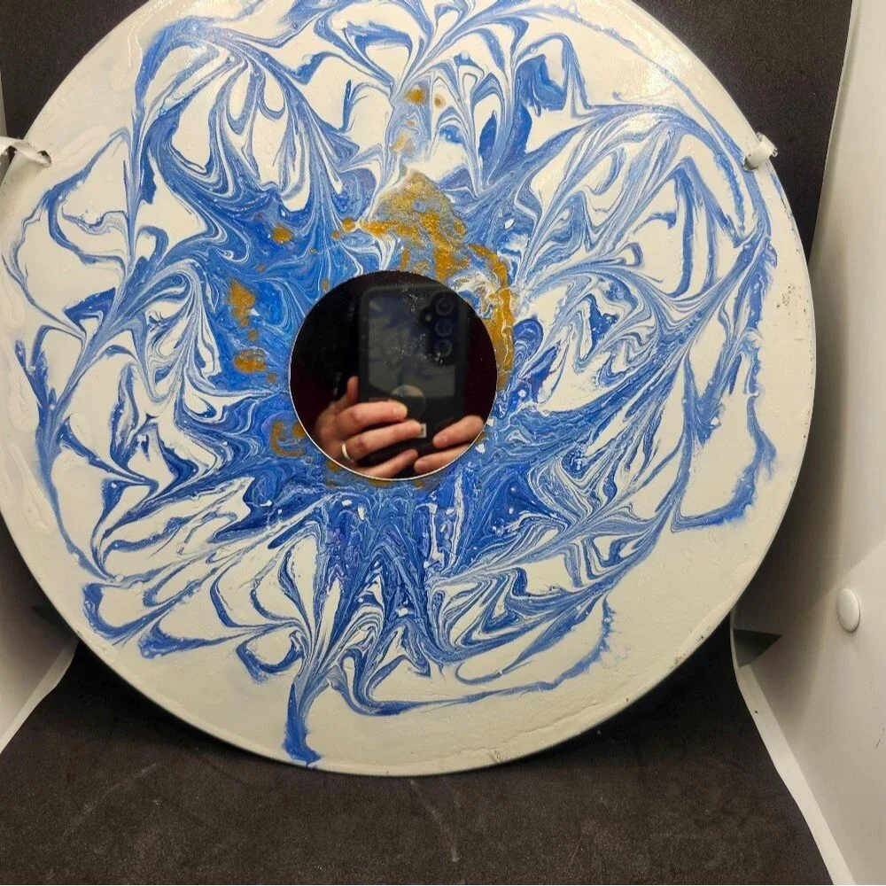 Hand Crafted Colorful Mirror Fluid Art Painting On 12
